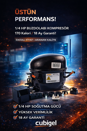 CUBİGEL HPY 11 AA 1/4 R600A BUZDOLABI KOMPRESÖR 18 AY GARANTİLİ
